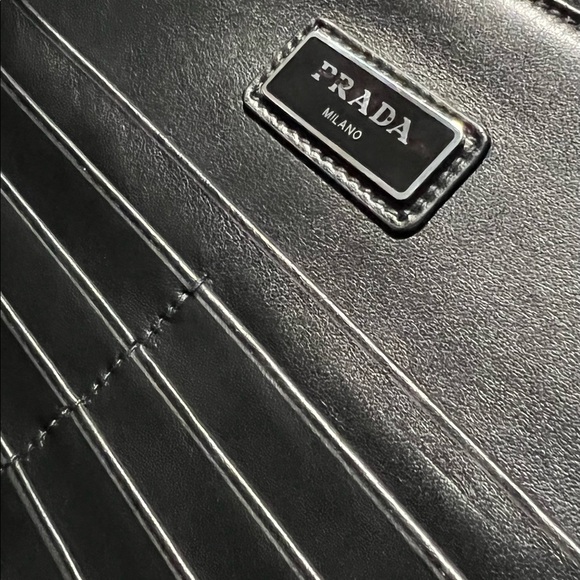 Prada Saffiano Logo Leather Document Briefcase Black $1,720 - Picture 8 of 9